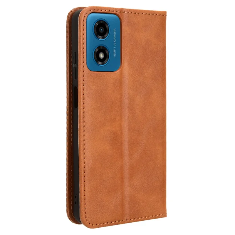 Pour Motorola Moto G04 4G / G04s 4G / G24 4G / G24 Power / E14 4G Étui en cuir rétro Wallet Flip Phone Cover - Marron