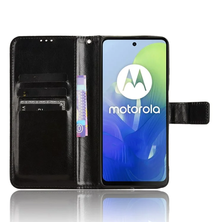 Wallet Case for Motorola Moto G04 4G / G04s 4G / G24 4G / G24 Power / E14 4G Cover PU Leather+TPU Phone Shell - Black
