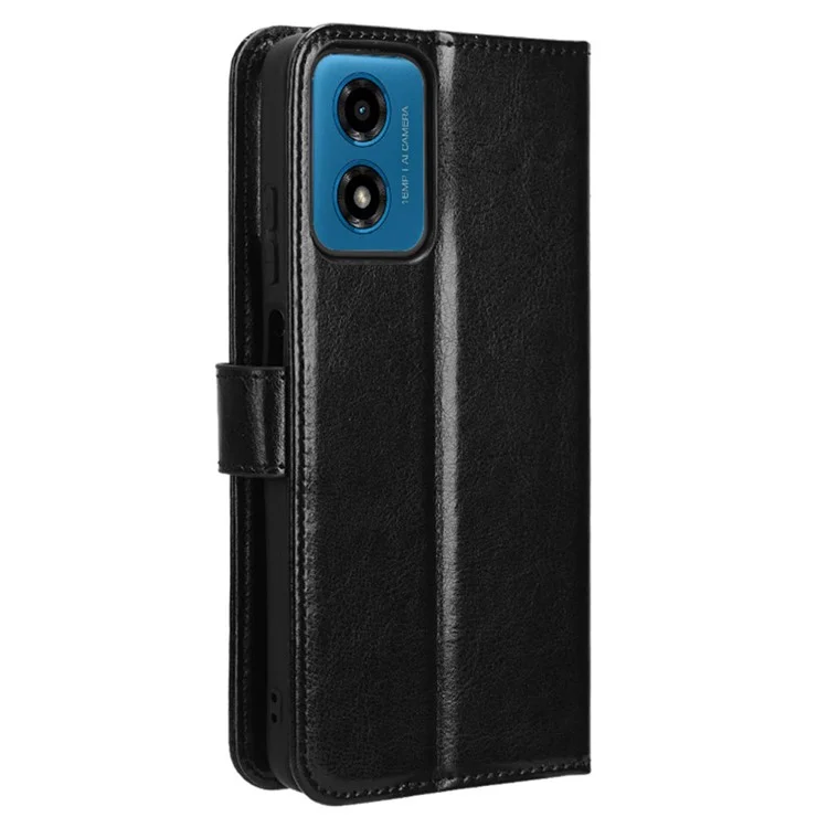 Wallet Case for Motorola Moto G04 4G / G04s 4G / G24 4G / G24 Power / E14 4G Cover PU Leather+TPU Phone Shell - Black