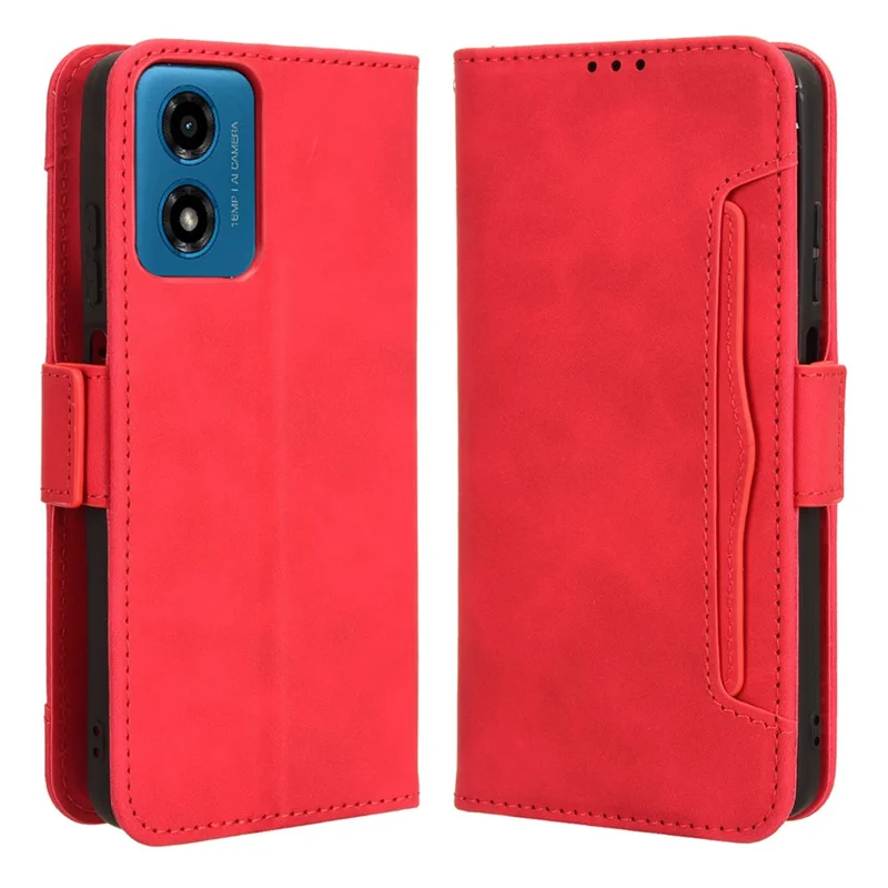 Para Motorola Moto G24 Power / E14 4G / G04 4G / G24 4G / G04s 4G Funda magnética de cuero con portacartas - Rojo