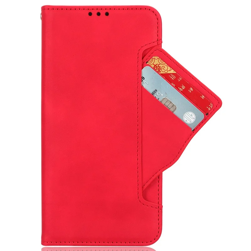Para Motorola Moto G24 Power / E14 4G / G04 4G / G24 4G / G04s 4G Funda magnética de cuero con portacartas - Rojo