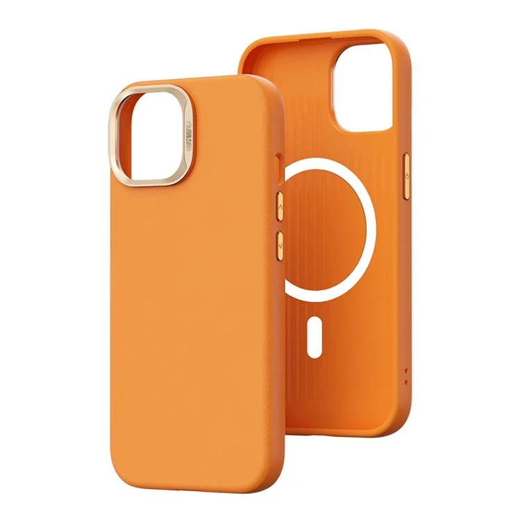 WIWU SP-019 para el caso del iPhone 15 Compatible con MagSafe PU Leather+TPU Phone Shell - Naranja