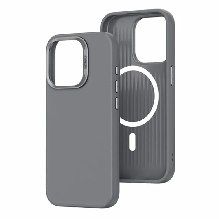 WIWU SP-019 para iPhone 15 Pro Max Compatible con Funda MagSafe Cuero PU+TPU Funda de Teléfono - Gris