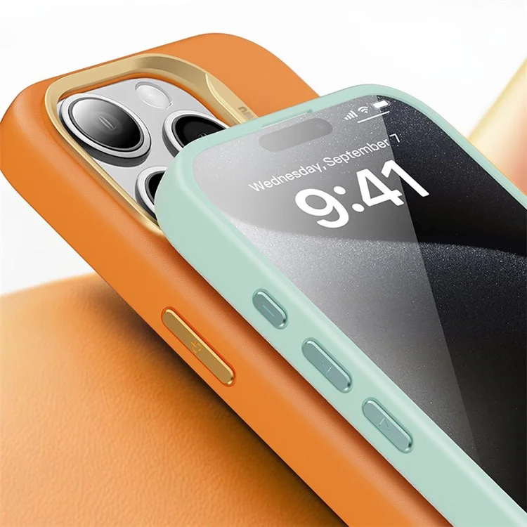 WIWU SP-019 para iPhone 15 Pro Max Compatible con Funda MagSafe Cuero PU+TPU Funda de Teléfono - Gris