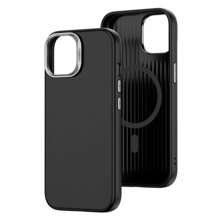 WIWU SP-019 Compatibile con MagSafe Case per iPhone 15 Plus Pelle PU+TPU Cover Telefonica - Nero