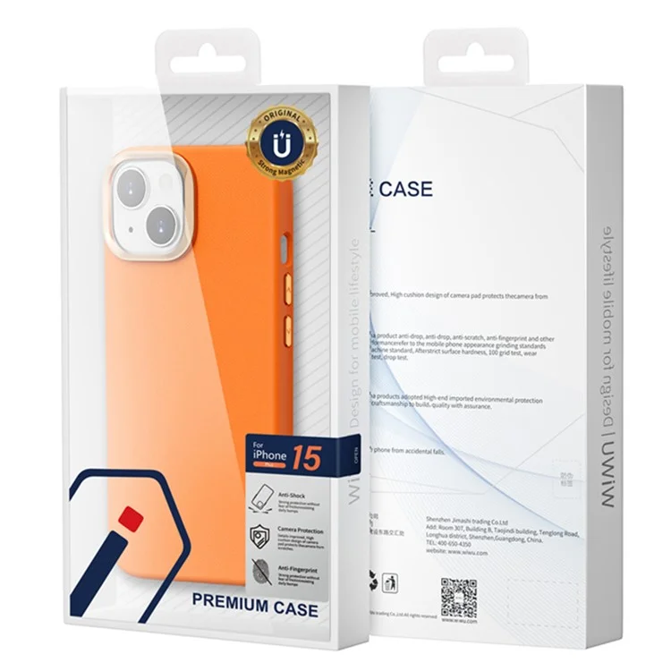 WIWU SP-019 Compatibile con MagSafe Case per iPhone 15 Plus Pelle PU+TPU Cover Telefonica - Nero