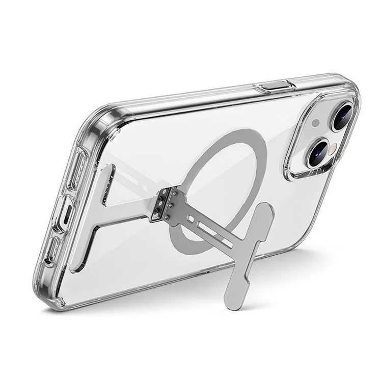 WIWU FYY-014 Para iPhone 15 Funda transparente compatible con MagSafe Soporte PC Funda de teléfono - Transparente