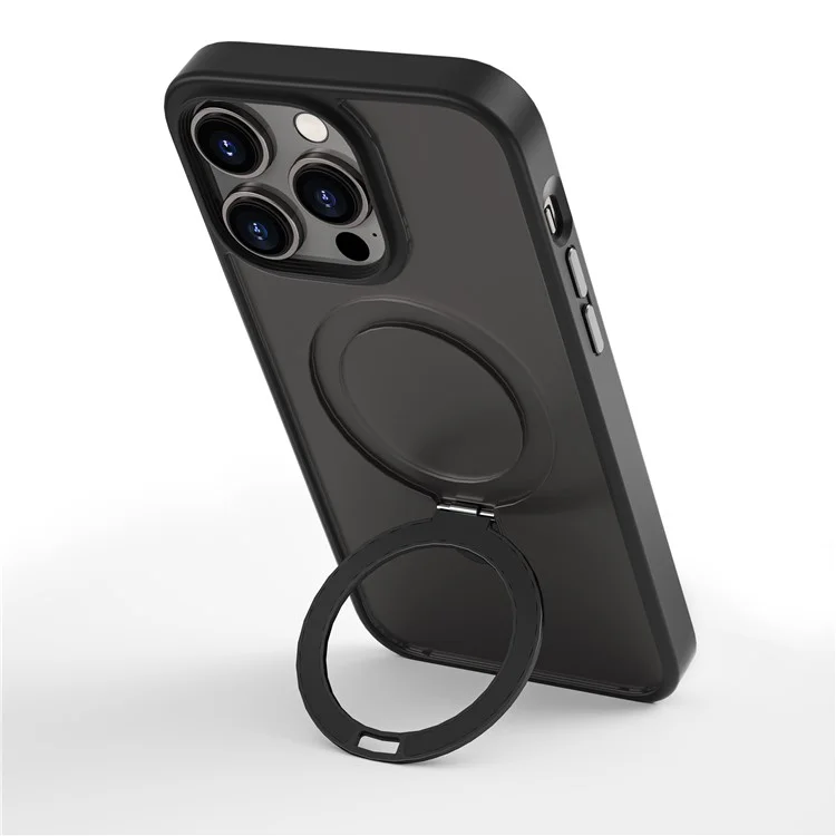 WIWU ZMZ-010 For iPhone 15 Pro Case Compatible with MagSafe Kickstand TPU+PC Cover - Black