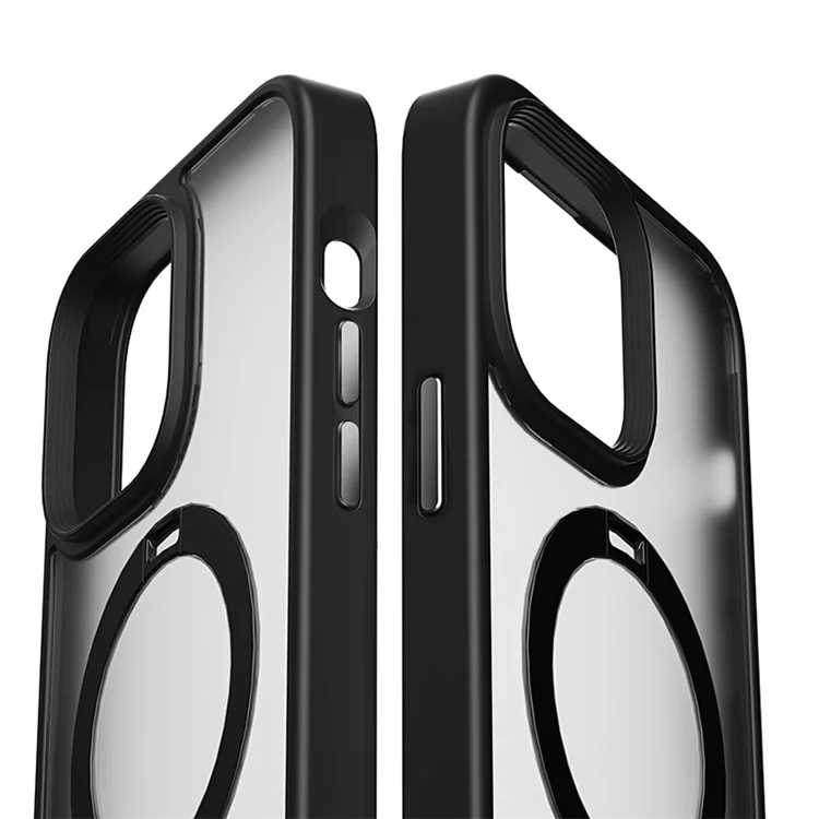 WIWU ZMZ-010 For iPhone 15 Pro Case Compatible with MagSafe Kickstand TPU+PC Cover - Black