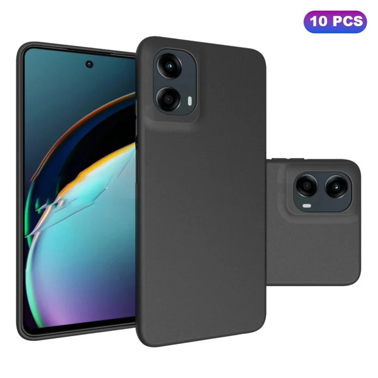 10Pcs / Pack for Motorola Moto G 5G (2024) Case Dual-sided Matte Soft TPU Phone Cover - Black