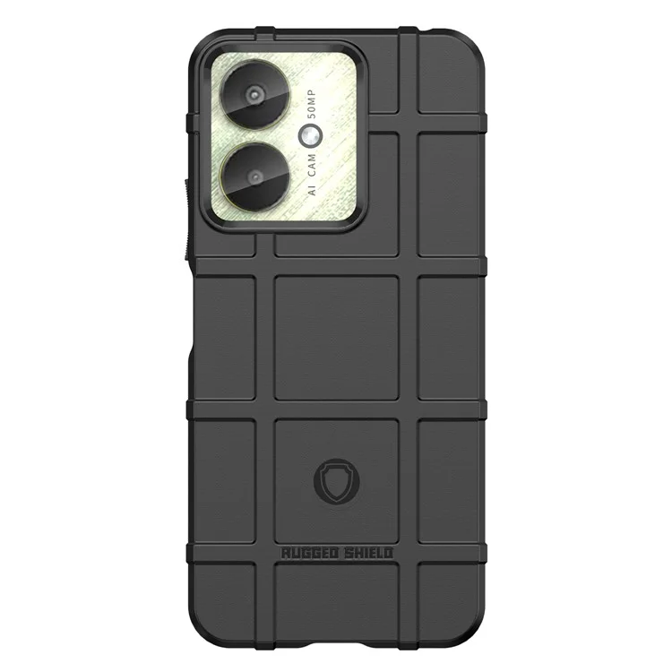 For Xiaomi Redmi 13C 4G  /  13C 5G  /  13R 5G  /  Poco M6 5G  /  Poco C65 4G TPU Case Square Grid Phone Back Cover - Black