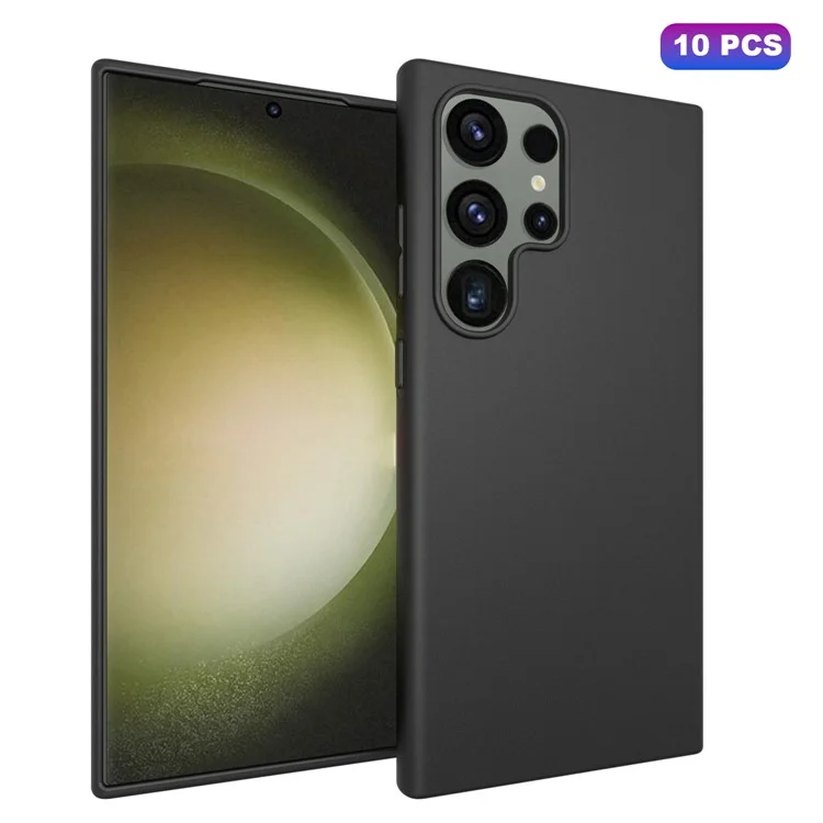 10 piezas / paquete para Samsung Galaxy S24 Ultra Case Dual-sided Matte Soft TPU Phone Cover - Negro