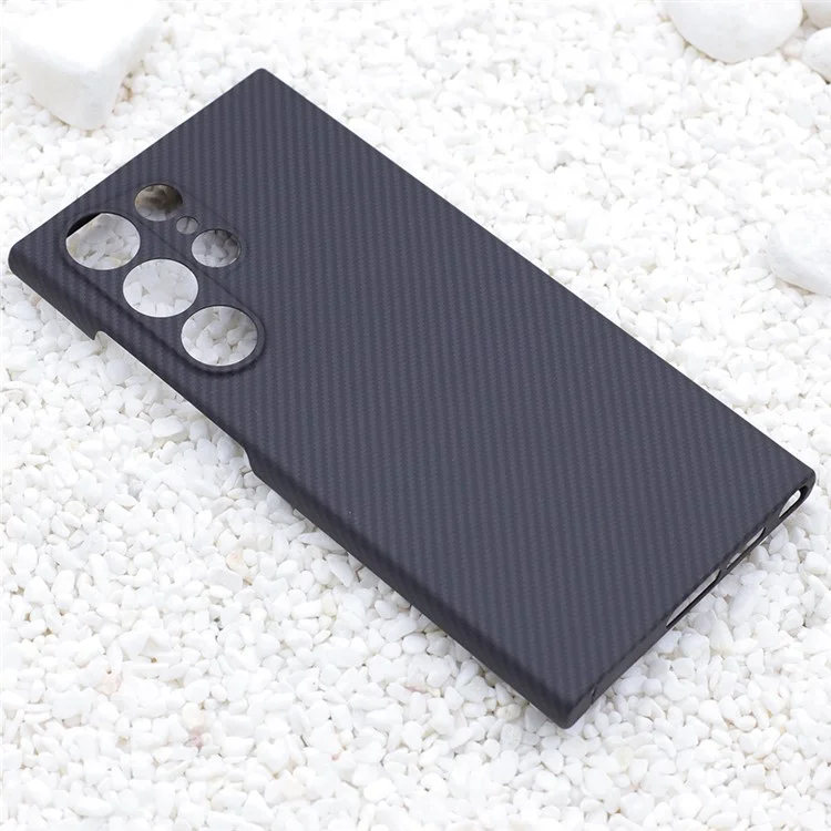 For Samsung Galaxy S24 Ultra Phone Case 600D Textured Precise Cutout Aramid Fiber Phone Cover - Black