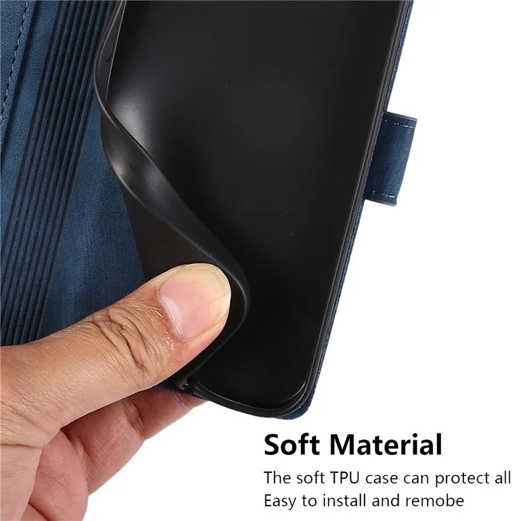 For Google Pixel 8a Phone Case with Strap Wallet Flip PU Leather Cover - Blue