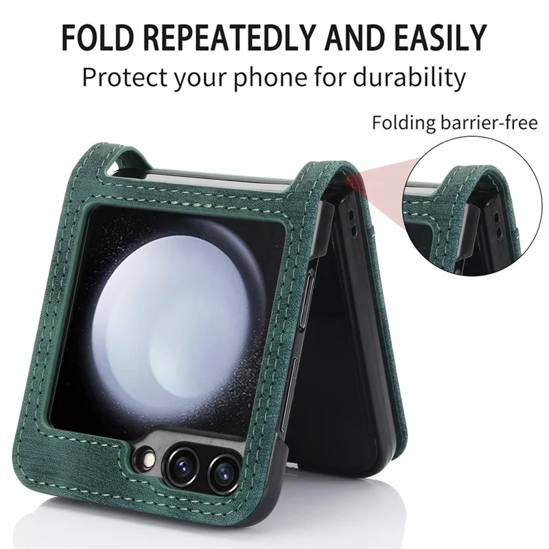 For Samsung Galaxy Z Flip5 5G Phone Case Orchid Butterfly Pattern PU Leather Cover - Green