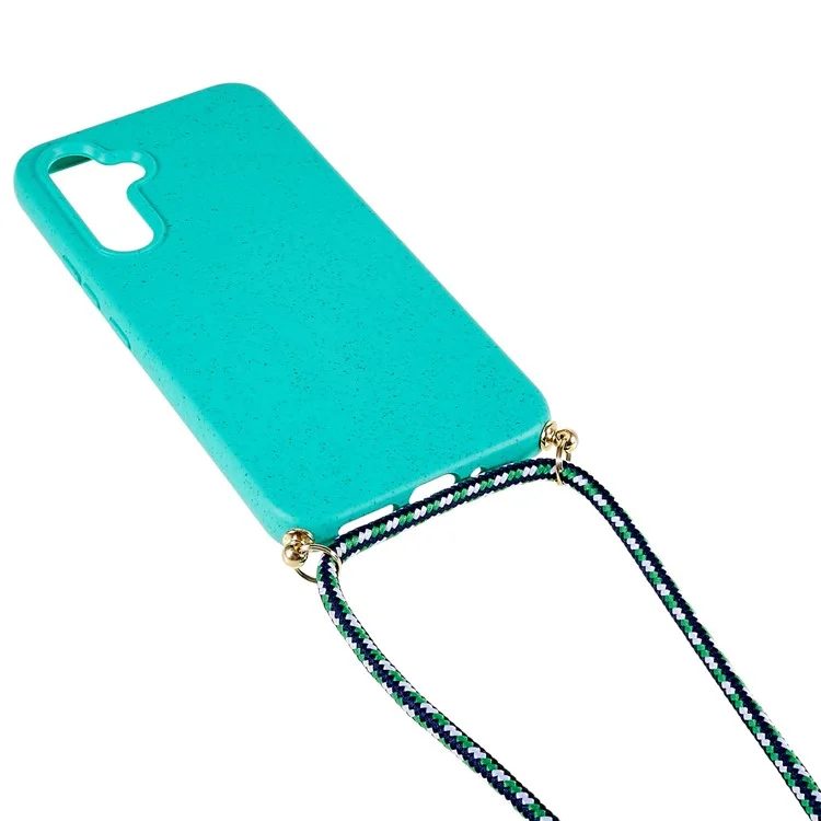 Para Samsung Galaxy S24+ Eco-friendly Wheat Straw Case Soft TPU Phone Cover - Sky Blue