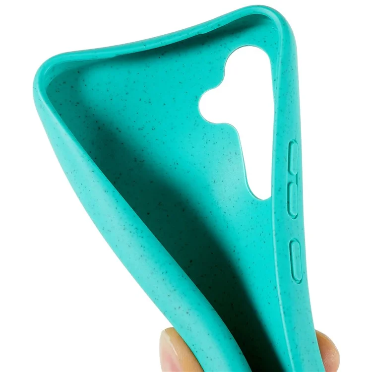 Para Samsung Galaxy S24+ Eco-friendly Wheat Straw Case Soft TPU Phone Cover - Sky Blue