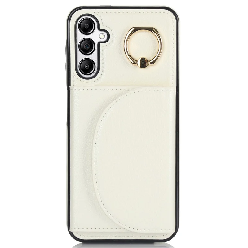 For Samsung Galaxy A54 5G Phone Case Ring Holder Card Slots PU Leather Back Cover - White