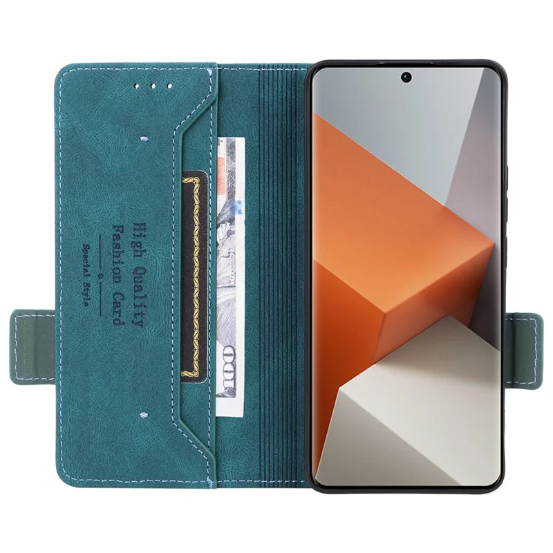 Para Xiaomi Redmi Note 13 Pro+ 5G Case Flip Leather Wallet Cover Hardware Decor - Azul