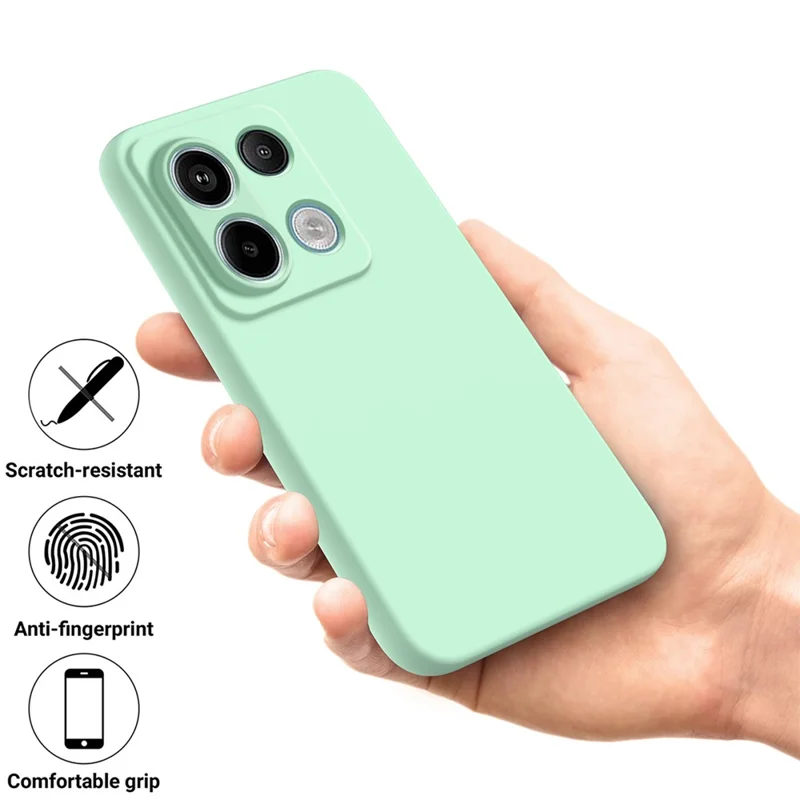 For Xiaomi Redmi Note 13 Pro 5G / Poco X6 5G Case Liquid Silicone Phone Cover Anti-Scratch Fiber Lining - Green