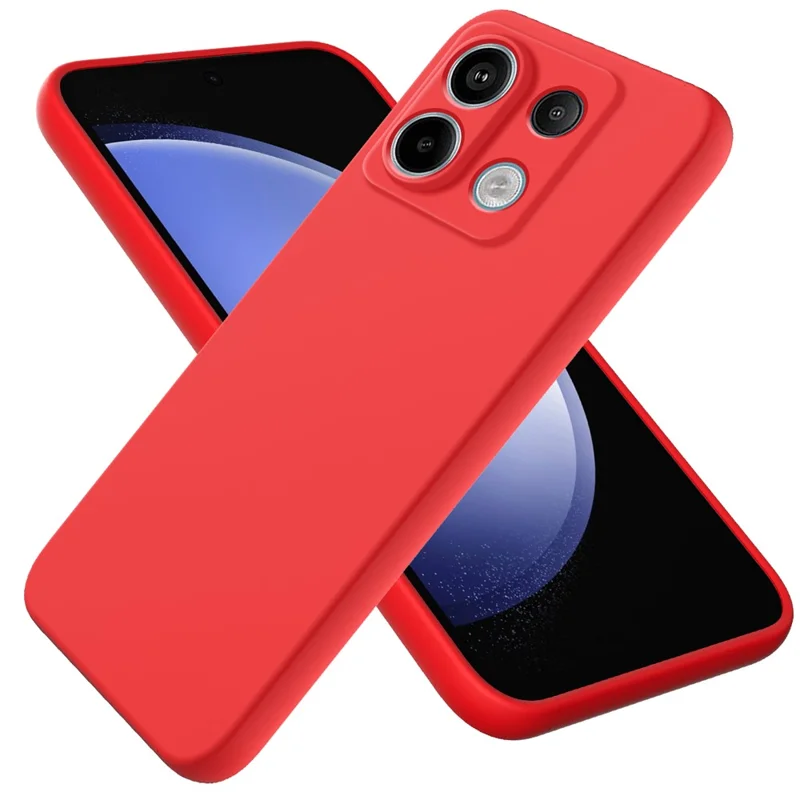 For Xiaomi Redmi Note 13 Pro 5G / Poco X6 5G Case Liquid Silicone Phone Cover Anti-Scratch Fiber Lining - Red