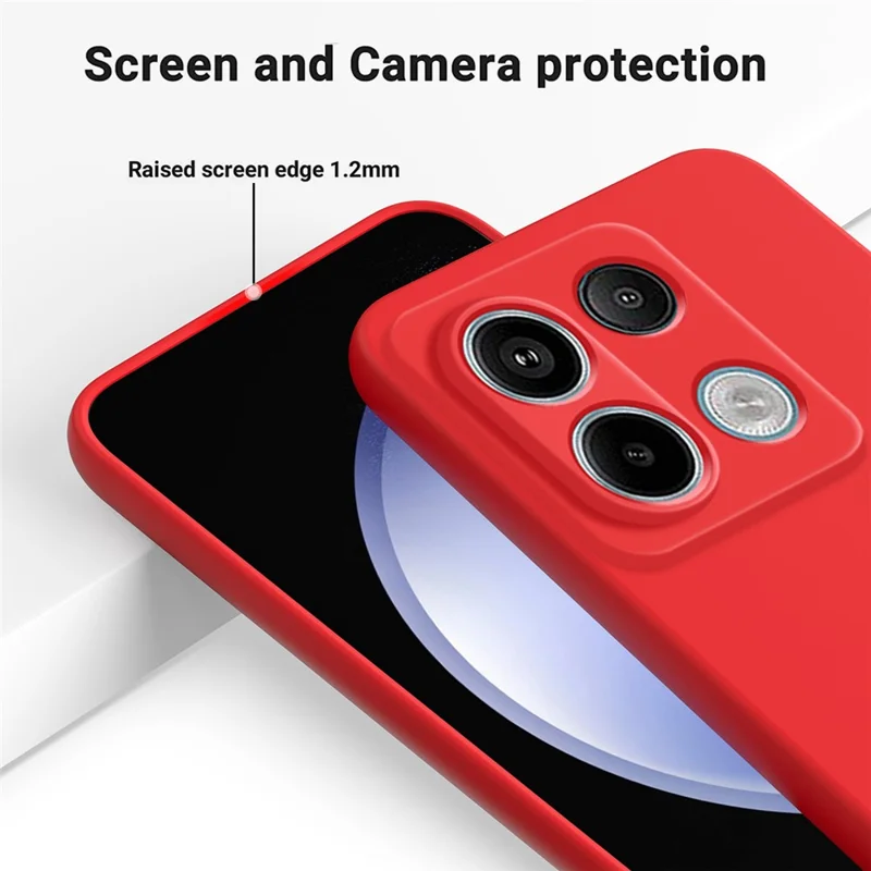 For Xiaomi Redmi Note 13 Pro 5G / Poco X6 5G Case Liquid Silicone Phone Cover Anti-Scratch Fiber Lining - Red