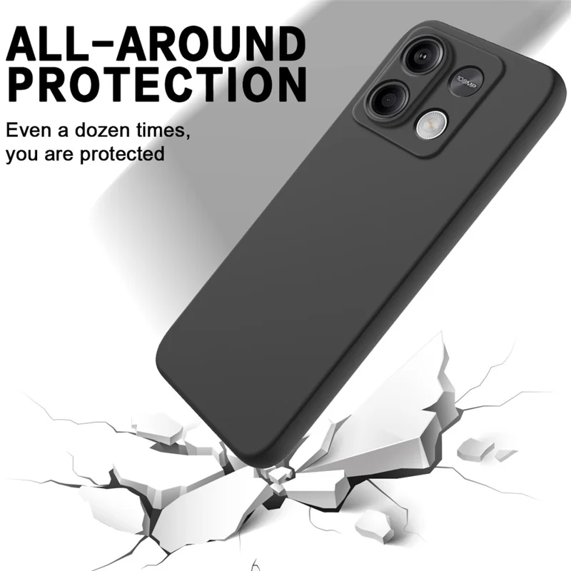 For Xiaomi Redmi Note 13 5G / Note 13 5G (China) Case Liquid Silicone Slim Protective Phone Cover with Strap - Black