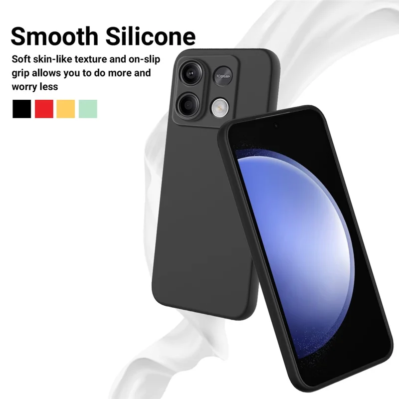 For Xiaomi Redmi Note 13 5G / Note 13 5G (China) Case Liquid Silicone Slim Protective Phone Cover with Strap - Black