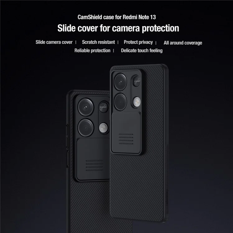 Nillkin Camshield Per Xiaomi Redmi Note 13 5G / Nota 13 5G (cina) Copertina Del Telefono PC Con Cursore Della Fotocamera - Nero