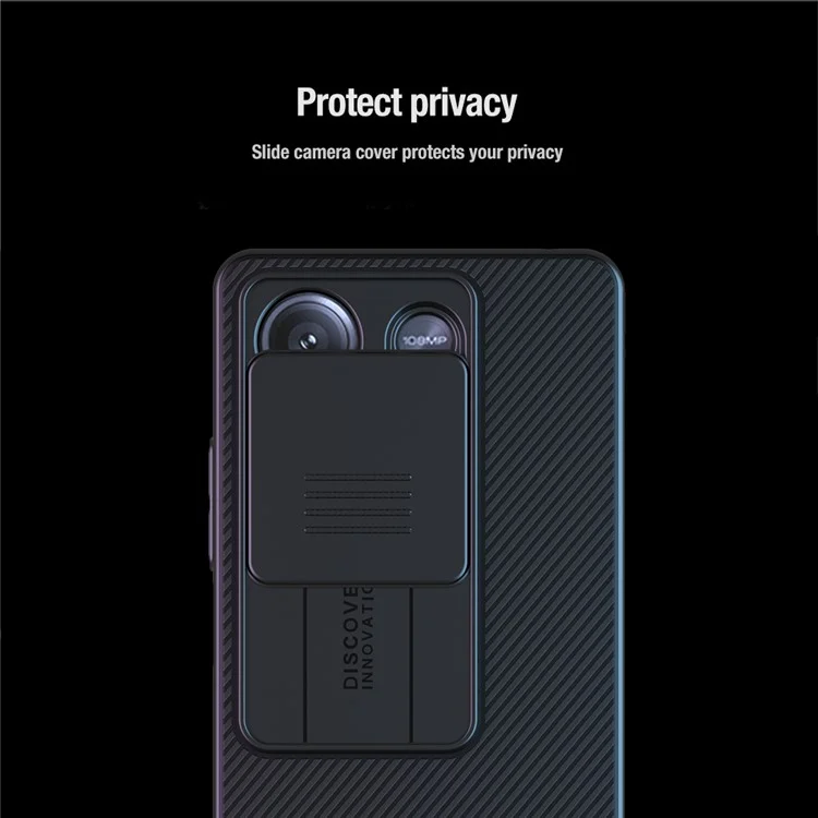 Nillkin Camshield Pour Xiaomi Redmi Note 13 5G / Remarque 13 5G (chine) Couvre de Téléphone PC du Boîtier Avec Curseur de L'appareil Photo - Noir