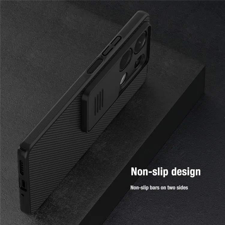 Nillkin Camshield Pour Xiaomi Redmi Note 13 5G / Remarque 13 5G (chine) Couvre de Téléphone PC du Boîtier Avec Curseur de L'appareil Photo - Noir