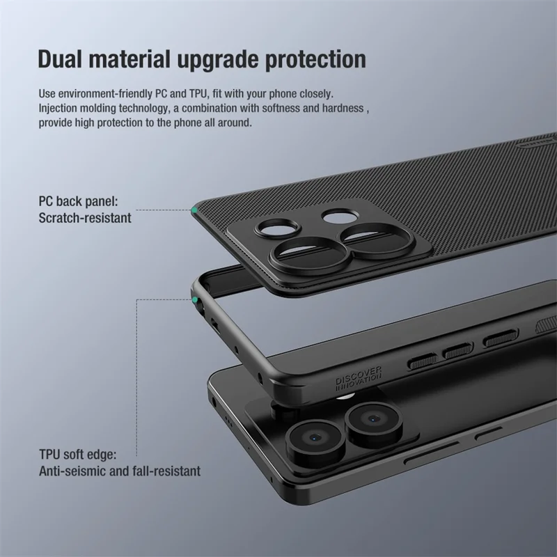 NILLKIN Super Frosted Shield Pro for Xiaomi Redmi Note 13 Pro 5G / Poco X6 5G Back Cover PC+TPU Shockproof Phone Case - Green