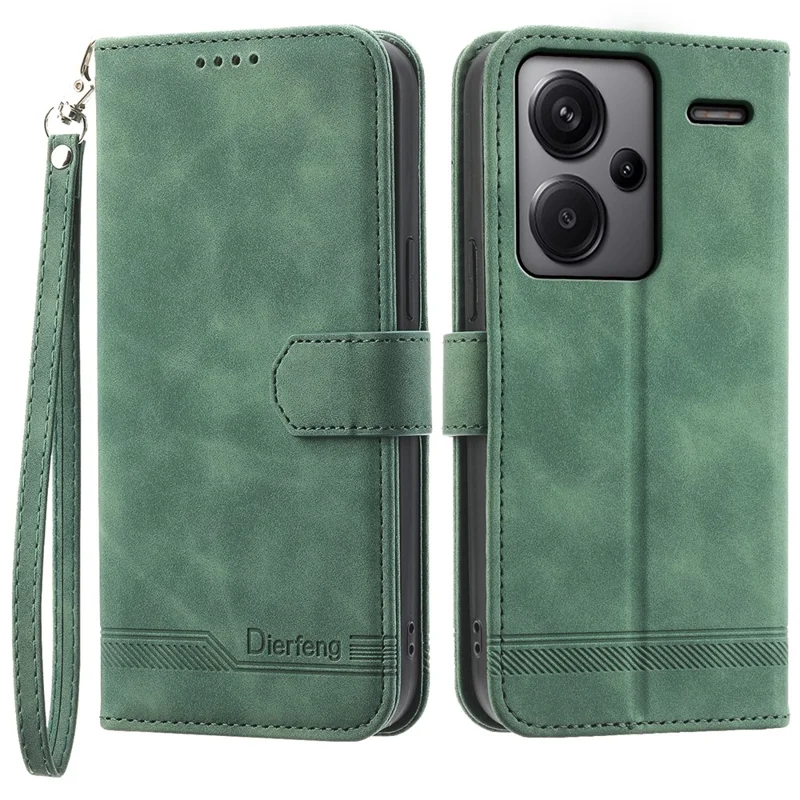 DIERFENG DF-03 for Xiaomi Redmi Note 13 Pro+ 5G Leather Case Phone Wallet Stand - Green
