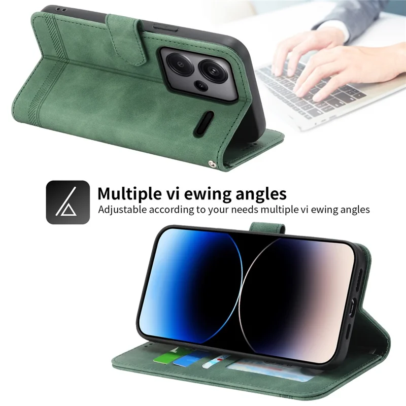 DIERFENG DF-03 for Xiaomi Redmi Note 13 Pro+ 5G Leather Case Phone Wallet Stand - Green