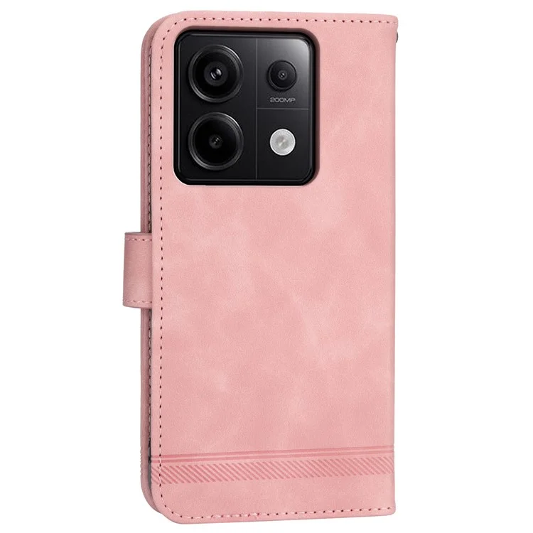 DIERFENG DF-03 for Xiaomi Redmi Note 13 Pro 5G / Poco X6 5G Case Wallet Phone Cover Lines Imprint - Pink