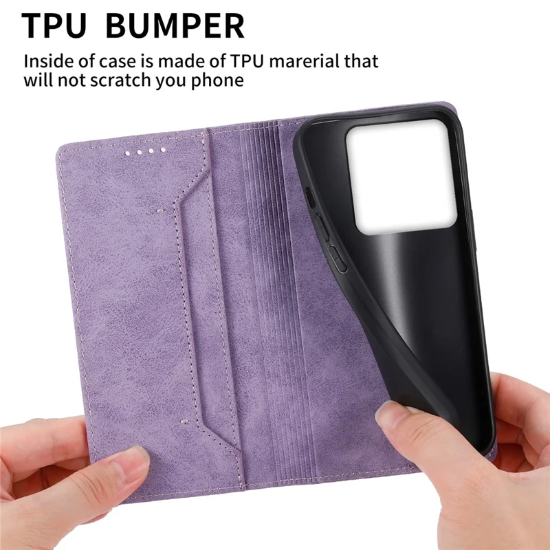 DF-05 For Xiaomi Redmi Note 13 Pro 5G / Poco X6 5G Case RFID Blocking Phone Cover Wallet - Purple