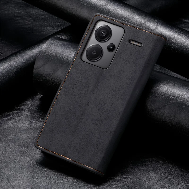 DF-05 For Xiaomi Redmi Note 13 Pro+ 5G Leather Case RFID Blocking Wallet Cover - Black