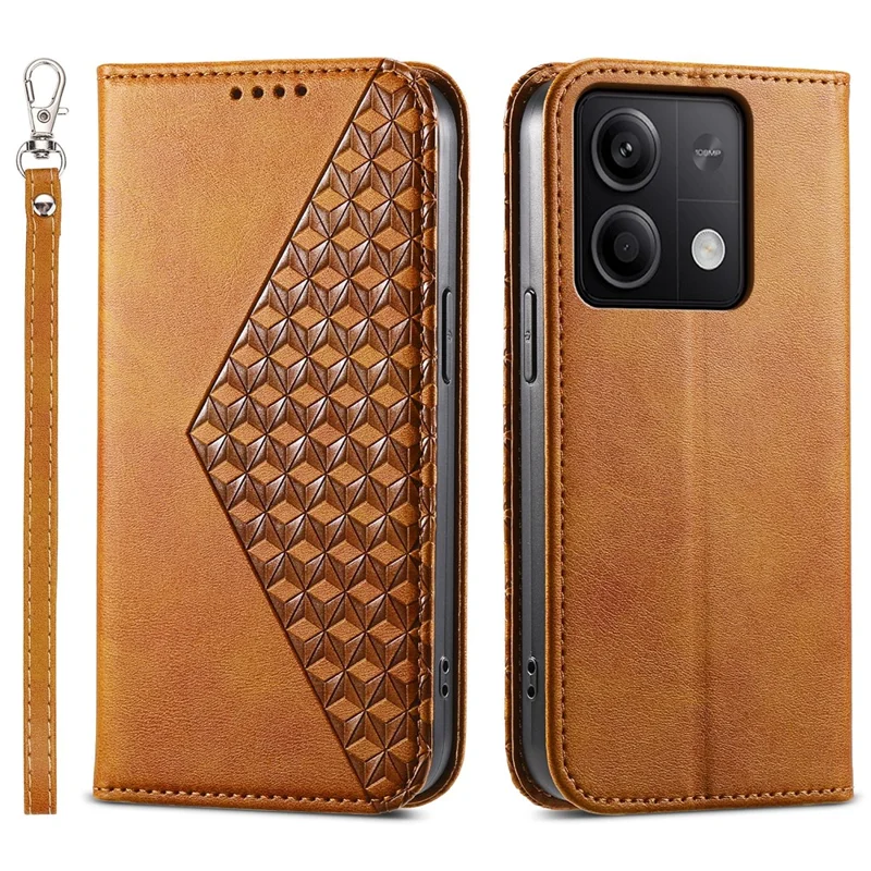 For Xiaomi Redmi Note 13 5G / Note 13 5G (China) Case with Hand Strap Wallet Leather Cover - Yellow