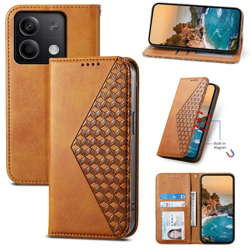 For Xiaomi Redmi Note 13 5G / Note 13 5G (China) Case with Hand Strap Wallet Leather Cover - Yellow