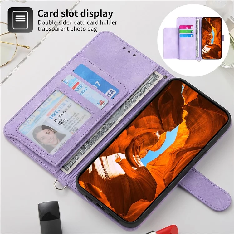 Para Xiaomi Redmi Note 13 Pro 5G / Poco X6 5G Funda Múltiples Ranuras para Tarjetas Cubierta de Piel de PU Patrón de Flores - Púrpura Claro