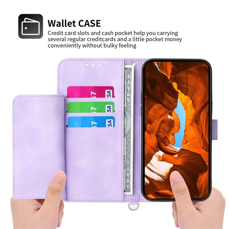 Para Xiaomi Redmi Note 13 Pro 5G / Poco X6 5G Funda Múltiples Ranuras para Tarjetas Cubierta de Piel de PU Patrón de Flores - Púrpura Claro