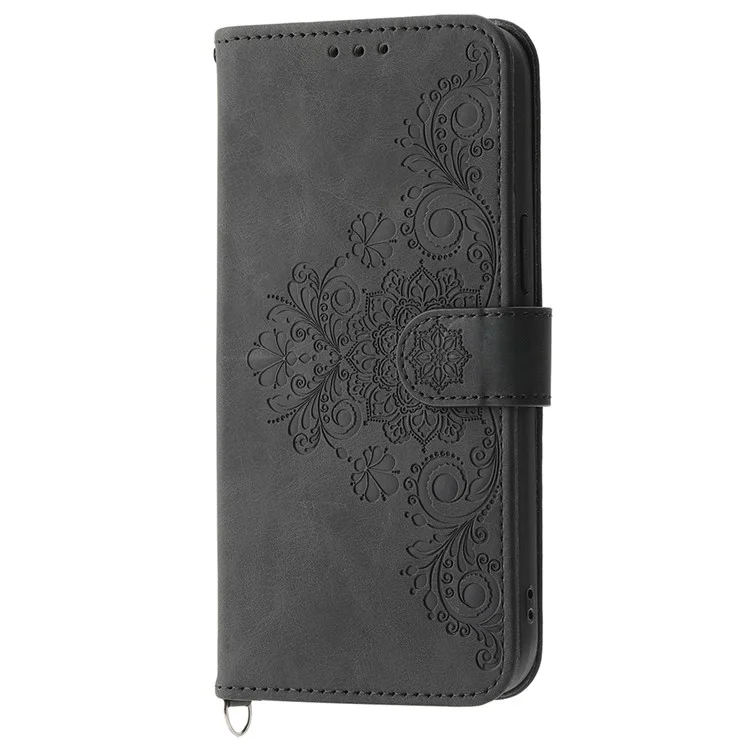 Para Xiaomi Redmi Note 13 Pro+ 5G Funda Bandolera de Cuero Funda de Teléfono con Ranuras para Tarjetas - Negro