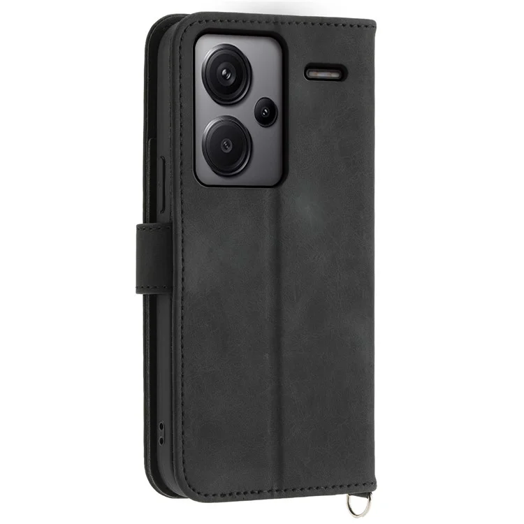 Para Xiaomi Redmi Note 13 Pro+ 5G Funda Bandolera de Cuero Funda de Teléfono con Ranuras para Tarjetas - Negro