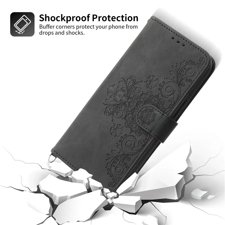 Para Xiaomi Redmi Note 13 Pro+ 5G Funda Bandolera de Cuero Funda de Teléfono con Ranuras para Tarjetas - Negro