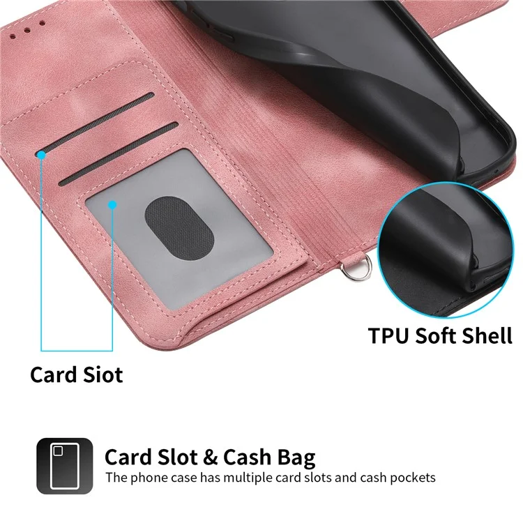 Pour Xiaomi Redmi Note 13 5G / Remarque 13 Étui de Téléphone en Cuir 5G (chine) Avec 2 Sangles - Rose