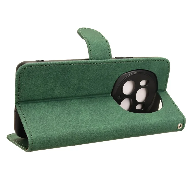 For Honor Magic6 Pro 5G Skin-touch Leather Case Wallet Folio Flip Phone Cover - Green