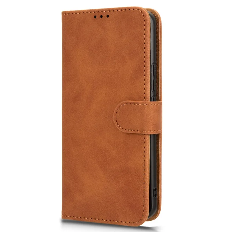 For Honor Magic6 Pro 5G Skin-touch Leather Case Wallet Folio Flip Phone Cover - Brown