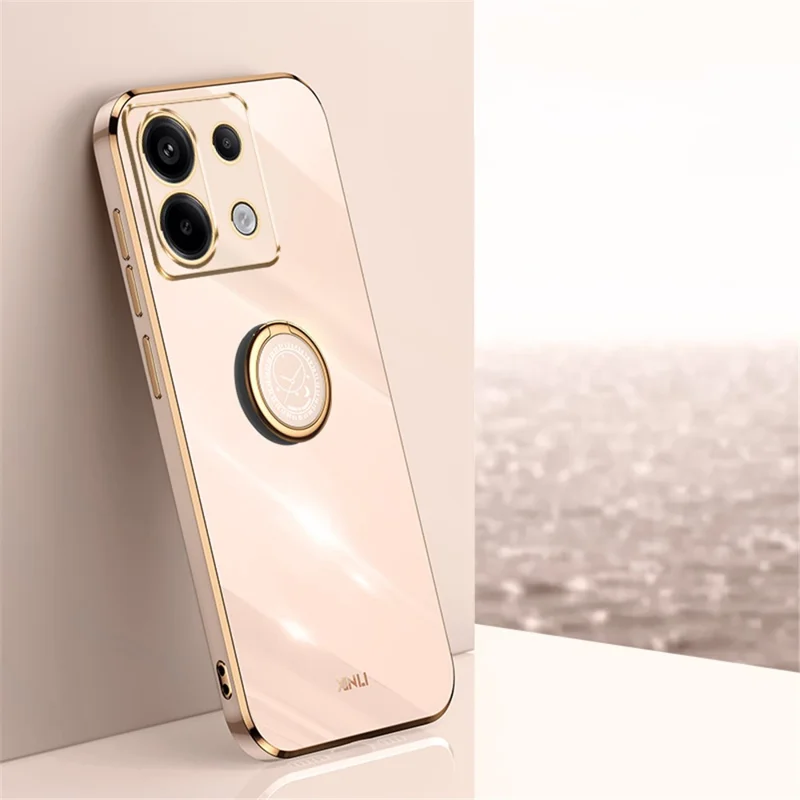 XINLI For Xiaomi Redmi Note 13 Pro 5G / Poco X6 5G Case TPU Phone Back Cover Electroplating Edge with Kickstand - Pink