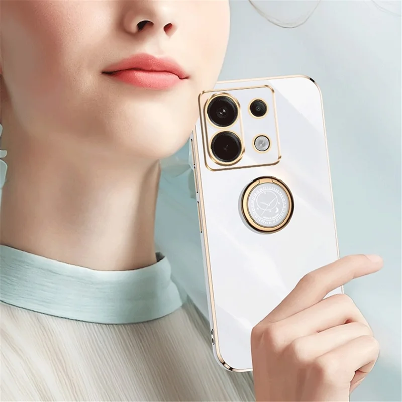 XINLI For Xiaomi Redmi Note 13 Pro 5G / Poco X6 5G Case TPU Phone Back Cover Electroplating Edge with Kickstand - Pink