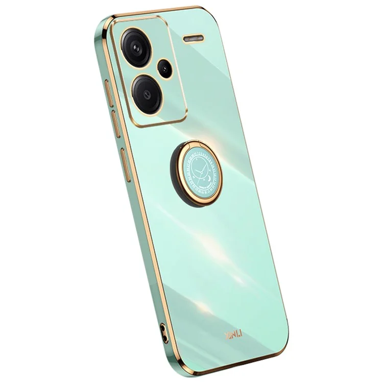 XINLI Para Xiaomi Redmi Note 13 Pro+ 5G Capa com Suporte de Anel TPU Capa Traseira de Telefone - Ciano